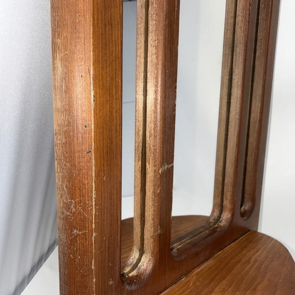 VTG Wooden Wall Mirror Hanging Shelf Floral Etched Cottage Farmhouse 15X8.5 In